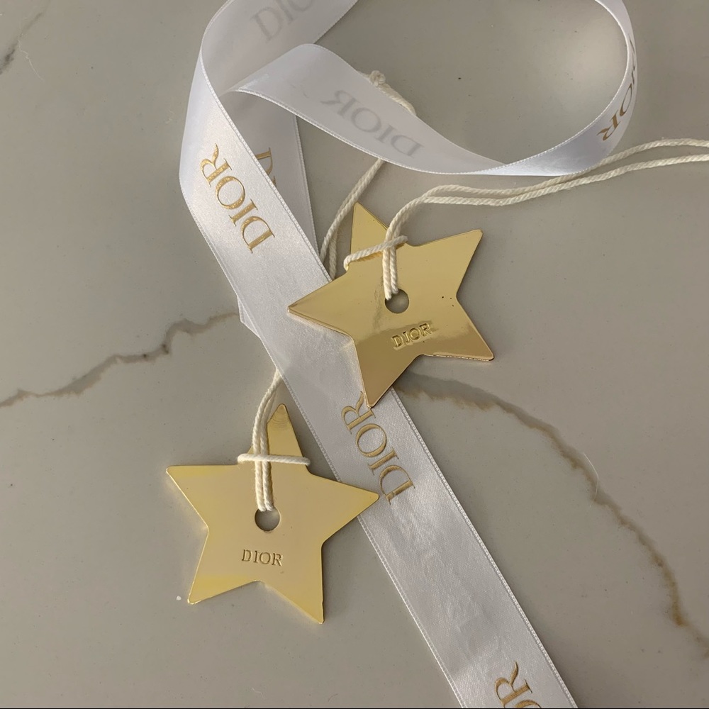 Gold Dior Metal Star Packaging Ornament (set of 2)